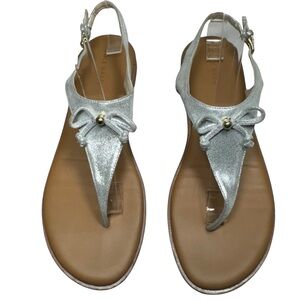 Cole Haan Silver Shindra Metallic Leather Thong Sandal Size 8.5